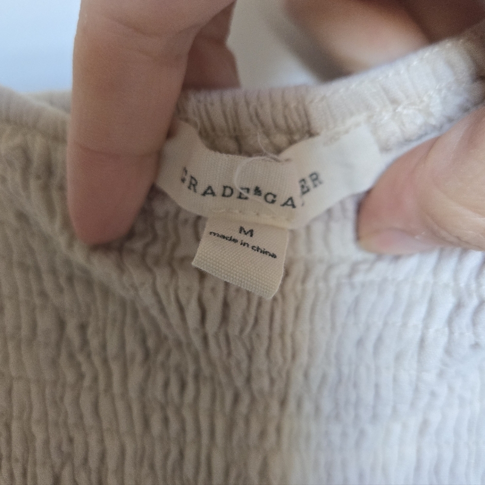 Smocked Square-Neck Midi Dress in Beige - Picture 2 of 4